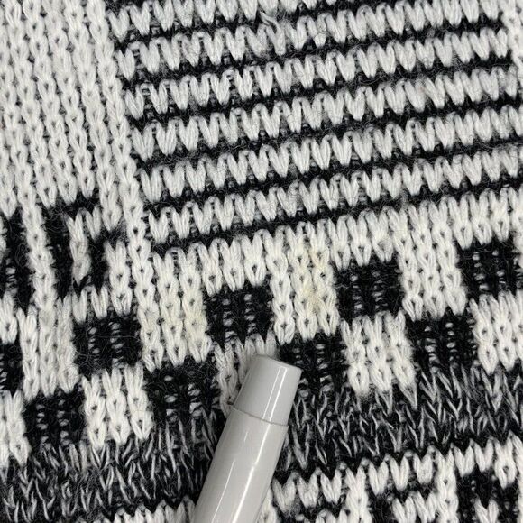 Vintage 80s Adele Boho Knit Sweater Newspaper Print Acrylic Knit Size Medium Rap - Picture 9 of 12